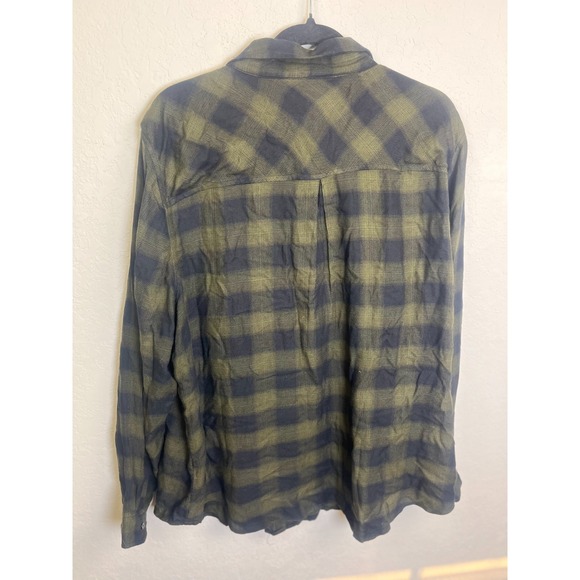 Lucky Brand Flannel Womens Size Small Green Flannel‎ Plaid Pullover Blouse - Picture 4 of 8